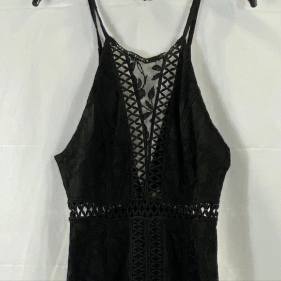 Free People Bnwt Elegant Eyelit Black Lace Embroidery Evening Dress Sz 6 - Picture 8 of 10